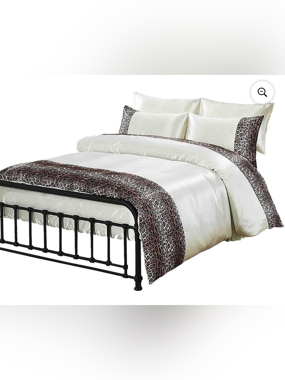 Todd Linen Cream Queen 6pc Bedsheet Set with Leopard Accent